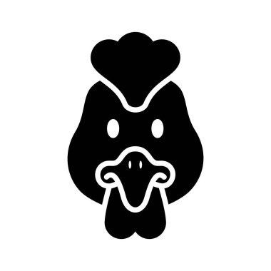 İzole edilmiş tavuk sembolü. Hayvan başlı vektör illüstrasyonu. Tarım işareti. Web sitenizin tasarımı için grafik sembolü, logo, uygulama, UI. EPS10.