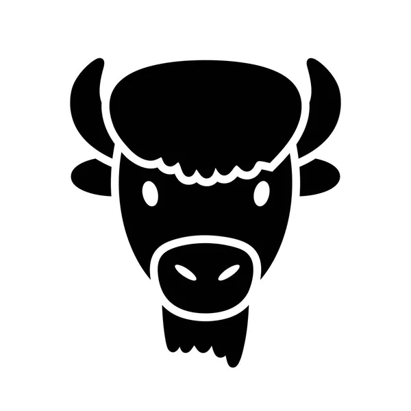 Bison Buffalo Isolated Glyph Icon Animal Head Vector Agriculture Sign — Stockvektor