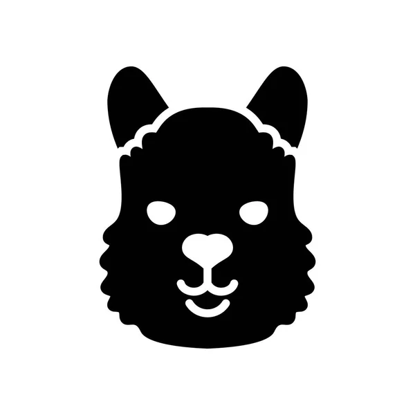Lama Isolated Glyph Icon Animal Head Vector Symbol Agriculture Sign —  Vetores de Stock