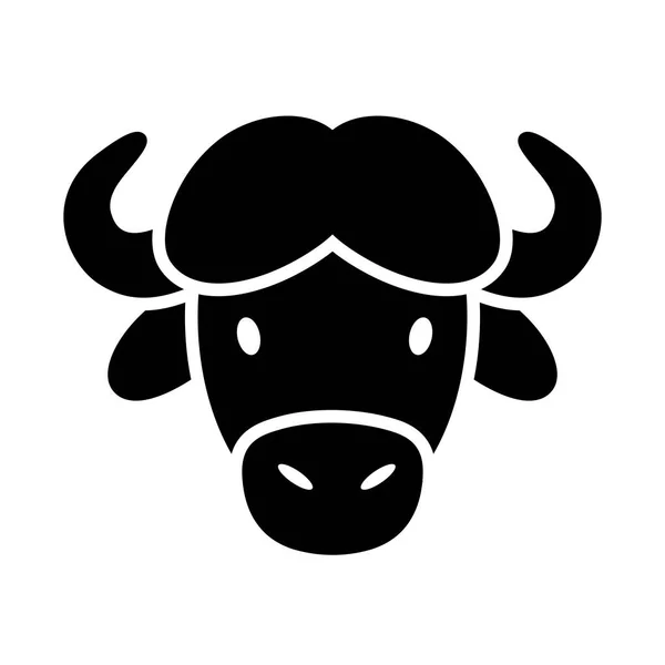 Buffalo Bison Isolated Glyph Icon Animal Head Vector Agriculture Sign — Wektor stockowy