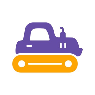 Traktör sürüngeni, düz kabartma simgesini izole etti. Tarım işareti. Web sitenizin tasarımı için grafik sembolü, logo, uygulama, UI. Vektör illüstrasyonu, EPS10.
