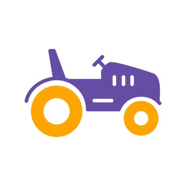 Traktör düz yalıtılmış kabartma simgesi. Çiftçi makinesi. Tarım işareti. Web sitenizin tasarımı için grafik sembolü, logo, uygulama, UI. Vektör illüstrasyonu, EPS10.