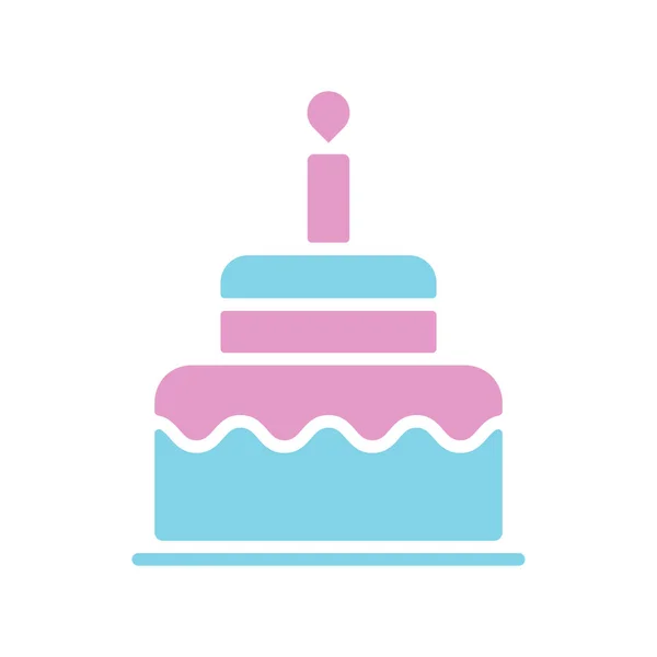 Verjaardagstaart Vector Geïsoleerde Glyph Icoon Grafiek Symbool Voor Kinderen Pasgeboren — Stockvector