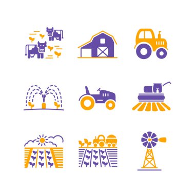Çiftlik alanı vektör simgesi. Tarım işareti. Web sitenizin tasarımı için grafik sembolü, logo, uygulama, UI. Vektör illüstrasyonu, EPS10