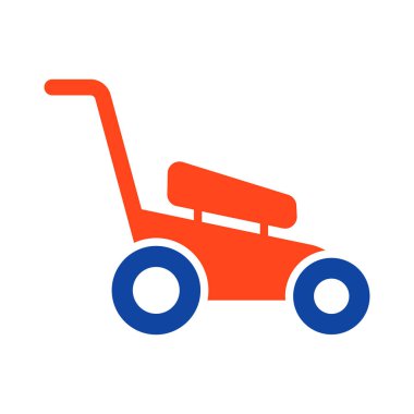Çim biçme makinesi vektör simgesi. Bahçıvan çim biçme makinesi. Tarım, bahçe ve bitkiler için grafik sembolü Web sitesi ve uygulama tasarımı, logo, uygulama, UI