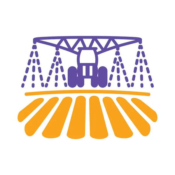 Arrosage Tracteur Sol Glyphe Champ Fertilisant Icône Panneau Agricole Symbole — Image vectorielle
