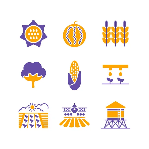 Farm Field Vecteur Isolé Icône Glyphe Panneau Agricole Symbole Graphique — Image vectorielle
