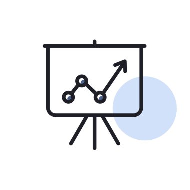 Çizelge ana hatları simgesi. Grafikli projeksiyon ekranı. İş tabelası. Web sitenizin tasarımı için grafik sembolü, logo, uygulama, UI. Vektör illüstrasyonu