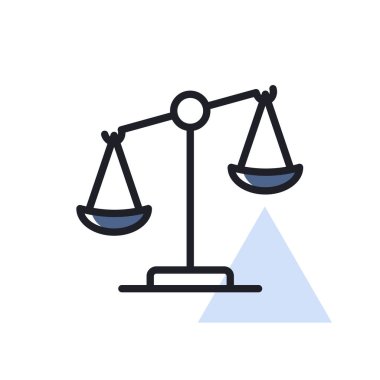 Kanun ölçekli vektör ikonu, adalet ana hatları ikonu. Web sitenizin tasarımı için grafik sembolü, logo, uygulama, UI. Vektör illüstrasyonu, EPS10.