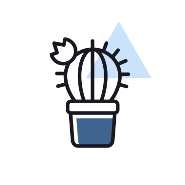 Kaktüs ana hatları simgesi. Çalışma alanı tabelası. Web sitenizin tasarımı için grafik sembolü, logo, uygulama, UI. Vektör illüstrasyonu, EPS10.