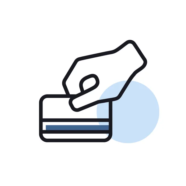 Mão Furto Cartão Crédito Durante Compra Ícone Esboço Assina Símbolo — Vetor de Stock
