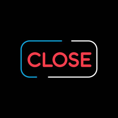 Kapalı işaret simgesi siyahta izole edildi. E-ticaret tabelası. Web sitenizin tasarımı için grafik sembolü, logo, uygulama, UI. Vektör illüstrasyonu, EPS10.