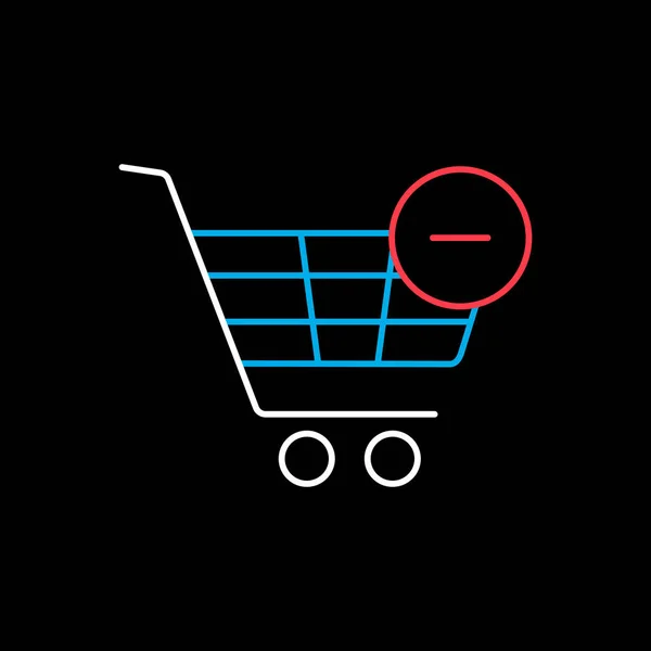 Shopping Cart Icon Isolated Black Remove Cart Commerce Sign Graph — Stock Vector