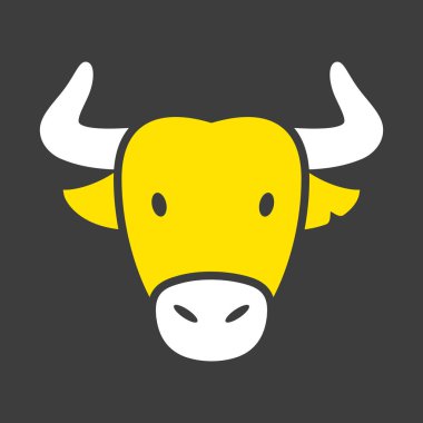 İspanyol boğa kabartma simgesi siyahta izole edilmiş. Hayvan kafası vektörü. Tarım işareti. Web sitenizin tasarımı için grafik sembolü, logo, uygulama, UI. EPS10.