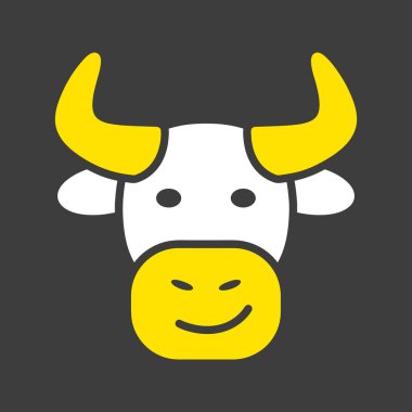 Siyah üzerine izole edilmiş boğa sembolü. Çiftlik hayvanı vektör çizimi. Tarım işareti. Web sitenizin tasarımı için grafik sembolü, logo, uygulama, UI. EPS10.