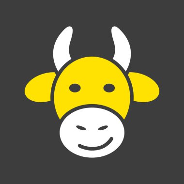İnek sembolü siyah üzerine izole edilmiş. Çiftlik hayvanı vektör çizimi. Tarım işareti. Web sitenizin tasarımı için grafik sembolü, logo, uygulama, UI. EPS10.