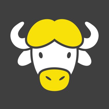 Bizon öküz kabartma simgesi siyahta izole edilmiş. Hayvan kafası vektörü. Tarım işareti. Web sitenizin tasarımı için grafik sembolü, logo, uygulama, UI. EPS10.