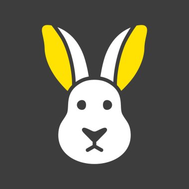 Siyahta izole edilmiş tavşan sembolü. Çiftlik hayvanı vektör çizimi. Tarım işareti. Web sitenizin tasarımı için grafik sembolü, logo, uygulama, UI. EPS10.