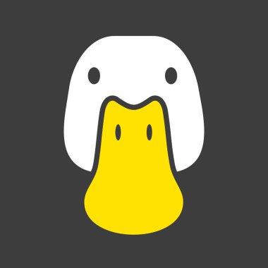 Ördek sembolü siyahta izole edilmiş. Çiftlik hayvanı vektör çizimi. Tarım işareti. Web sitenizin tasarımı için grafik sembolü, logo, uygulama, UI. EPS10.