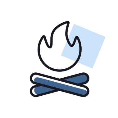 Şenlik ateşi vektör simgesi. Kamp ve yürüyüş işareti. Seyahat ve turizm web sitesi ve uygulama tasarımı, logo, uygulama, UI için grafik sembolü