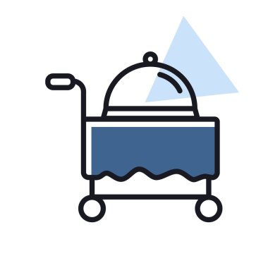 Otel odası servis vektörü ikonu izole etti. Seyahat ve turizm web sitesi ve uygulama tasarımı, logo, uygulama, UI için grafik sembolü