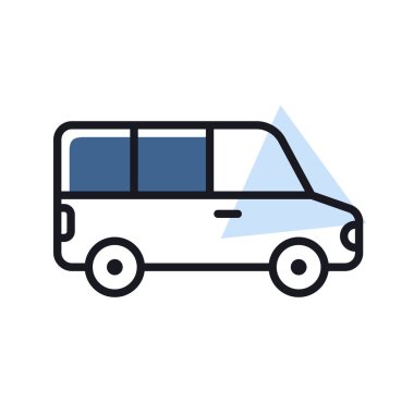 Havaalanı servis minibüsü, servis otobüsü ikonu. Seyahat ve turizm web sitesi ve uygulama tasarımı, logo, uygulama, UI için grafik sembolü