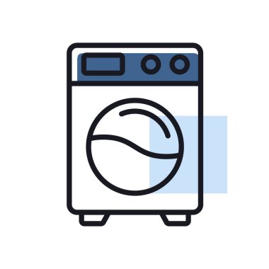 Çamaşır makinesi düz vektör izole ikonu. Ev elektriği web sitesi ve uygulama tasarımı, logo, uygulama, UI için grafik sembolü