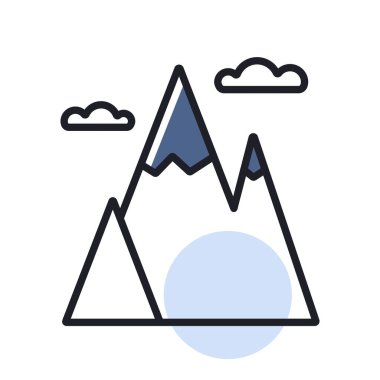 Dağlar ikonu izole eder. Doğa işareti. Seyahat ve turizm web sitesi ve uygulama tasarımı, logo, uygulama, UI için grafik sembolü