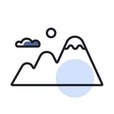 Dağlar ikonu izole eder. Doğa işareti. Seyahat ve turizm web sitesi ve uygulama tasarımı, logo, uygulama, UI için grafik sembolü