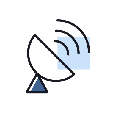 Sputnik anten vektör simgesi. Navigasyon işareti. Seyahat ve turizm web sitesi ve uygulama tasarımı, logo, uygulama, UI için grafik sembolü