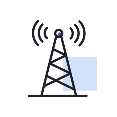 İletişim anten vektör simgesi. Navigasyon işareti. Seyahat ve turizm web sitesi ve uygulama tasarımı, logo, uygulama, UI için grafik sembolü