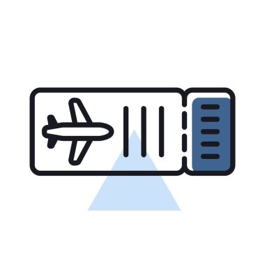 Bilet düzlemi vektörü izole edilmiş simge. Yaz tabelası. Seyahat ve turizm web sitesi ve uygulama tasarımı, logo, uygulama, UI için grafik sembolü