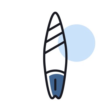 Sörf tahtası vektörü izole edilmiş simge. Yaz tabelası. Seyahat ve turizm web sitesi ve uygulama tasarımı, logo, uygulama, UI için grafik sembolü