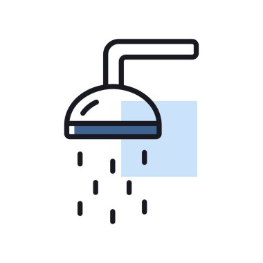 Plaj duş vektörü izole edilmiş ikon. Yaz tabelası. Seyahat ve turizm web sitesi ve uygulama tasarımı, logo, uygulama, UI için grafik sembolü