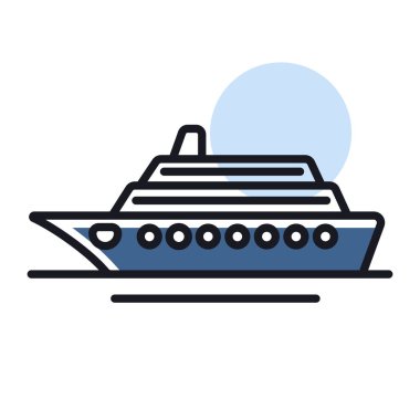 Seyir gemisi vektörü izole edilmiş simge. Seyahat ve turizm web sitesi ve uygulama tasarımı, logo, uygulama, UI için grafik sembolü