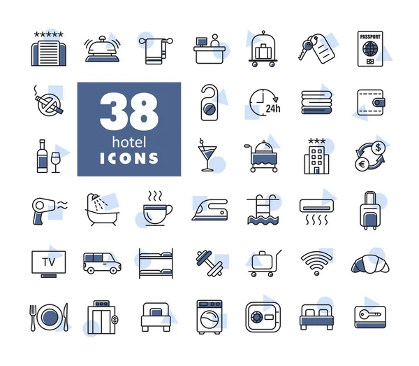 Hotel Vector Flat Isolated Icon Set Graph Symbol Travel Tourism — Stock Vector