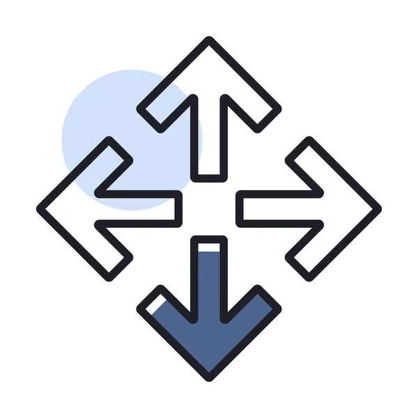 Quatre Flèches Pointant Icône Vectorielle Centrale Panneau Navigation Symbole Graphique — Image vectorielle