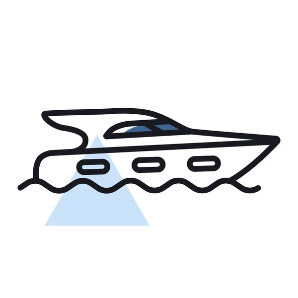 Icône Vectorielle Yacht Moteur Croisière Symbole Graphique Pour Voyage Tourisme — Image vectorielle