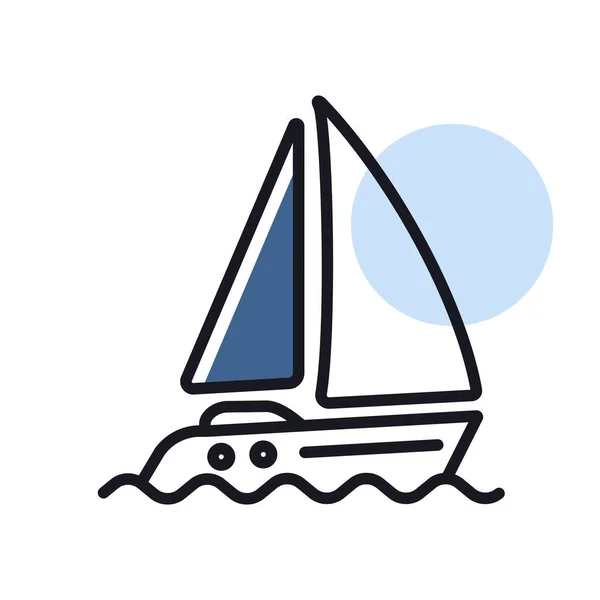 Yacht Voile Vecteur Icône Isolée Symbole Graphique Pour Voyage Tourisme — Image vectorielle