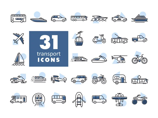 Transportation Vector Isolated Icon Set Graph Symbol Travel Tourism Web — Stock Vector