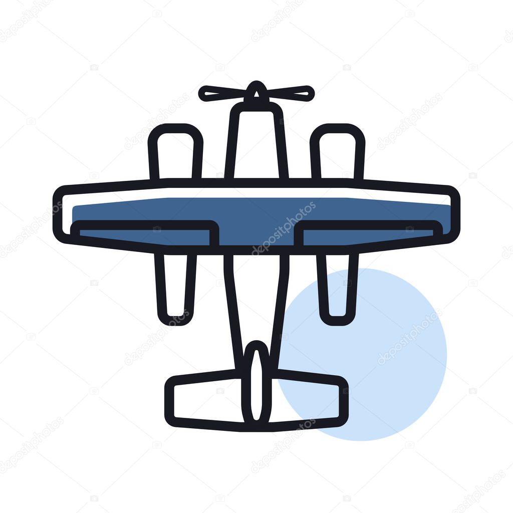 Small amphibian seaplane, plane vector isolated icon. Graph symbol for travel and tourism web site and apps design, logo, app, UI