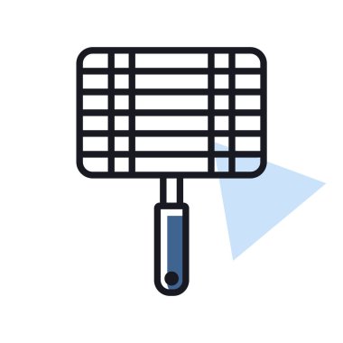 Barbekü, ızgara çelik ızgara hattı ikonu. Yemek pişirme web sitesi ve uygulama tasarımı, logo, uygulama, UI için grafik sembolü