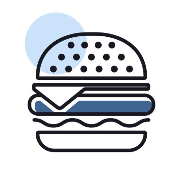 Burger vektör ikonu. Fast food burcu. Yemek pişirme web sitesi ve uygulama tasarımı, logo, uygulama, UI için grafik sembolü