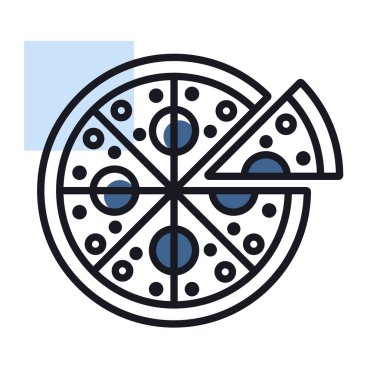 Pizza vektör simgesi. Fast food burcu. Yemek pişirme web sitesi ve uygulama tasarımı, logo, uygulama, UI için grafik sembolü