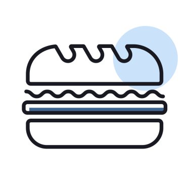 Metro Sandviçi vektör simgesi. Fast food burcu. Yemek pişirme web sitesi ve uygulama tasarımı, logo, uygulama, UI için grafik sembolü