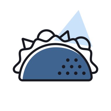 Taco vektör ikonu. Fast food burcu. Yemek pişirme web sitesi ve uygulama tasarımı, logo, uygulama, UI için grafik sembolü