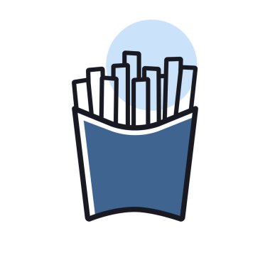 Patates kızartması vektör ikonu. Fast food burcu. Yemek pişirme web sitesi ve uygulama tasarımı, logo, uygulama, UI için grafik sembolü