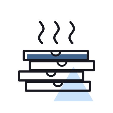 Pizza için dört kutu vektör ikonu. Teslimat tabelası. Yemek pişirme web sitesi ve uygulama tasarımı, logo, uygulama, UI için grafik sembolü