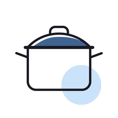 Tencere vektör simgesi. Tencere ya da tava işareti. Yemek pişirme web sitesi tasarımı, logo, uygulama, UI için grafik sembolü
