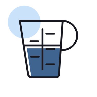 Ölçme kabı, beher vektör ikonu. Mutfak aletleri. Yemek pişirme web sitesi tasarımı, logo, uygulama, Ui için grafik sembolü